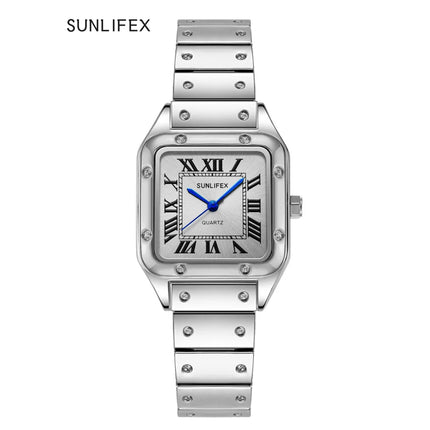 Orologi da donna quadrati Orologio da donna al quarzo Orologio da polso femminile Cinturino in bambù in acciaio inossidabile Orologio da donna casual Orologio Relogio Feminino platinumshop