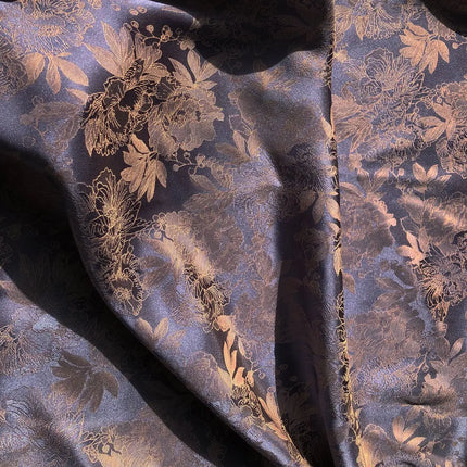 Tessuto jacquard con motivo peonia in rilievo bicolore al metro per gonne, pigiami, cucito, tessuto Hanfu stampato, delicato sulla pelle, sottile e morbido