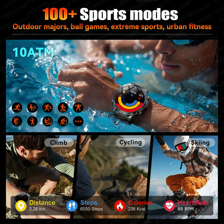 Military Grade Sapphire Smart Watch HeartRate SO2 BT5.3 Call Custom dial Smartwatch for Men Breathable Band Sports watch 1400mAh