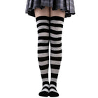 Calze alte alla coscia da donna a righe da donna nere bianche rosa lunghe sopra sopra calzini al ginocchio femboy Cosplay Lolita Harajuku Y2k