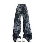 Donne Nero Gotico Drago Stampa Jeans Baggy Vintage Estetica Pantaloni Da Cowboy Harajuku Pantaloni In Denim Y2k Trashy 2000s Vestiti 2024