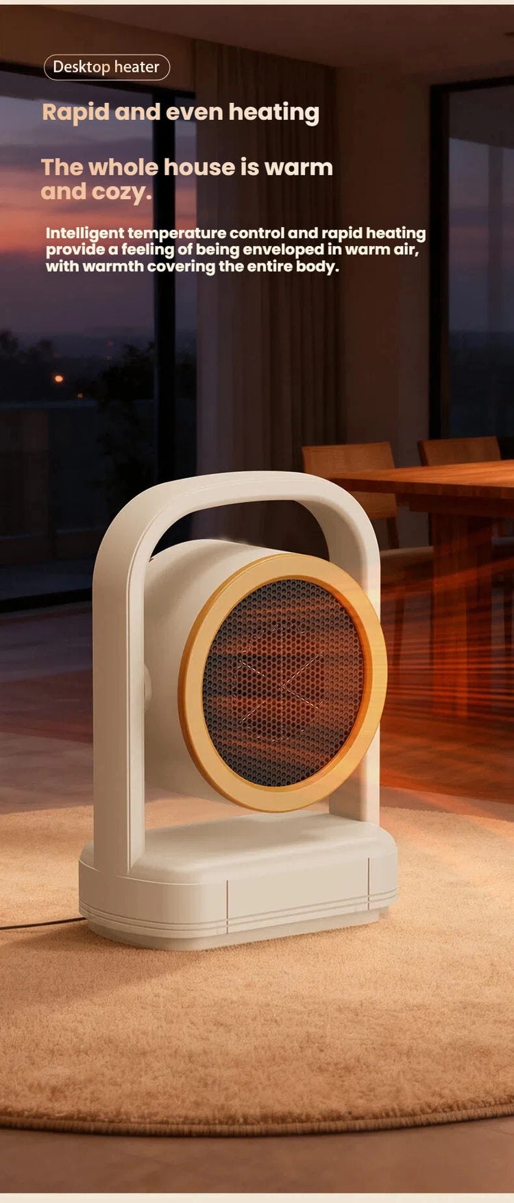 Portable Space Heater for Personal Use 500W Electric Heaters Indoor with Thermostat Fast Heating for Bedroom Office and Indoor