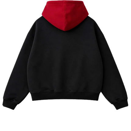 Y2K Red Itadori Hoodie Oversized Black Red Spliced Metal Button Casual Sweatshirt Trendy and Simple Men Women Streetwear Jacket