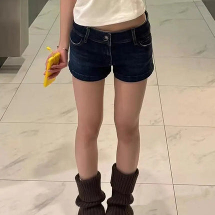 2026 Summer Women Jeans Shorts Kpop Abi Japanese Y2K 2000s Gyaru Low Rise Denim Hot Pants Grunge Tide High Street Coquette Tide PlatiNum