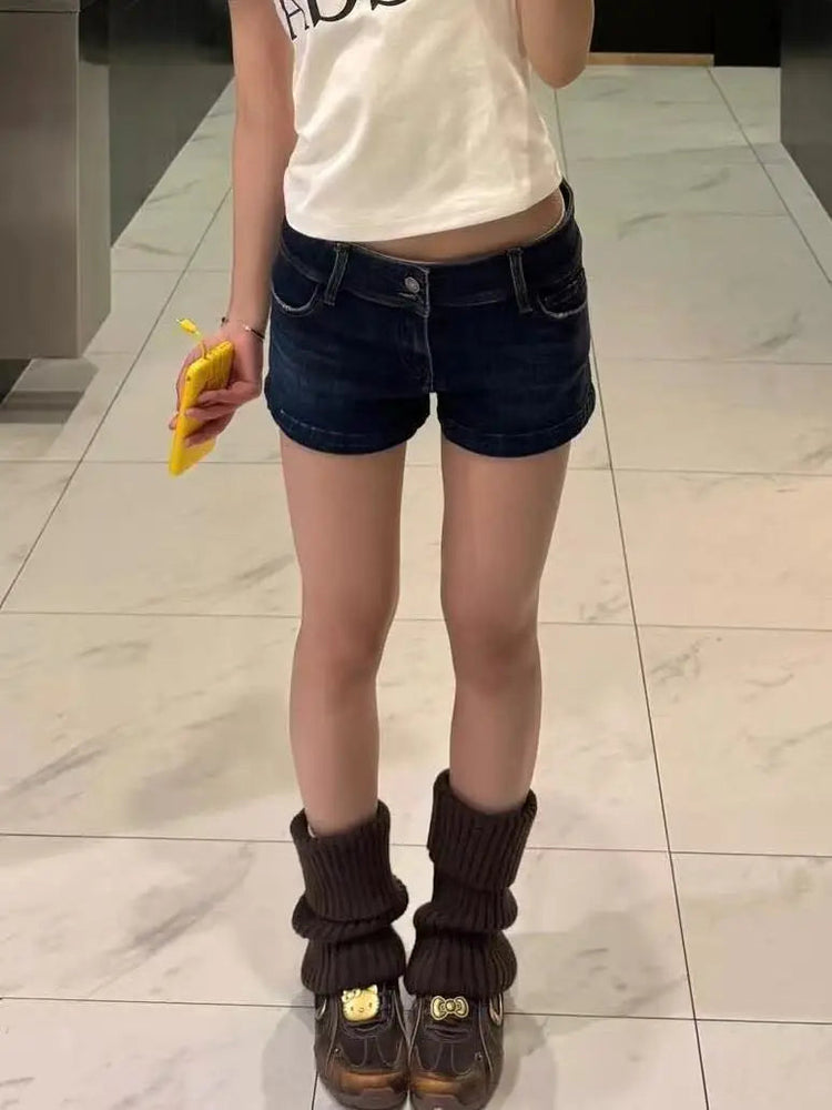 2026 Summer Women Jeans Shorts Kpop Abi Japanese Y2K 2000s Gyaru Low Rise Denim Hot Pants Grunge Tide High Street Coquette Tide PlatiNum
