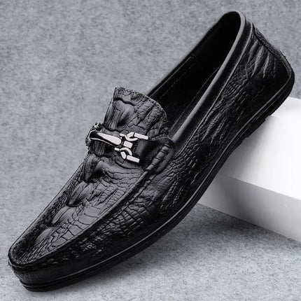 Nuove Scarpe Casual da Uomo con Suola Morbida, Modello Alligatore, Scarpe Formali da Lavoro, Punta Rotonda, Suola in Gomma