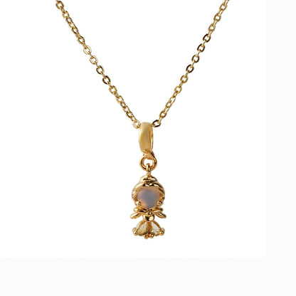 Collana in acciaio inossidabile con zirconi colorati, fiaba, piccola principessa, catena universale placcata in oro, catena clavicola, temperamento dolce