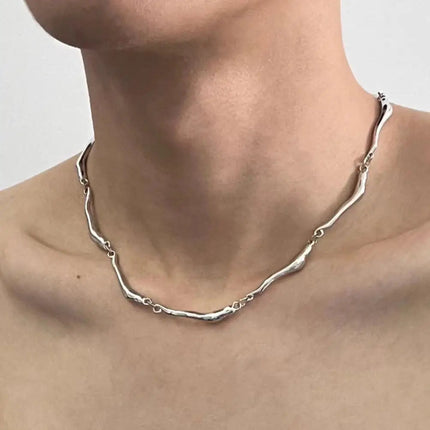 New Irregular Wave Shape Chain Men Necklace Advanced Sense Stainless Steel Figaro Cuban Chain Necklace For Men Women Jewelry
﻿ PlatiNum