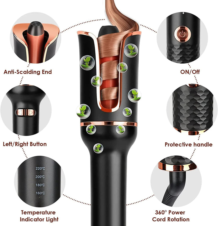 Automatic Hair Curler-123, Auto Hair Curling Iron Ceramic Rotating Air Curler, Air Spin Wand Styler Curl Machine Magic Hair Curler Portable