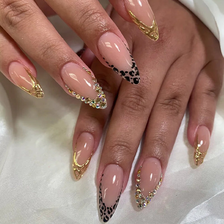 24pcs Pink Flower Almond Press on Nails Kawaii False Nails Wearable Stick-on Nails Fake Nail Uñas Postizas Накладные Ногти 네일팁2028