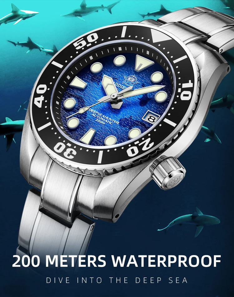 ADDIESDIVE Watches For Men Sapphire Luxury NH35 Mechanical Wristwatch 200m Waterproof Ceramic Bezel BGW9 Luminous Diving Watch