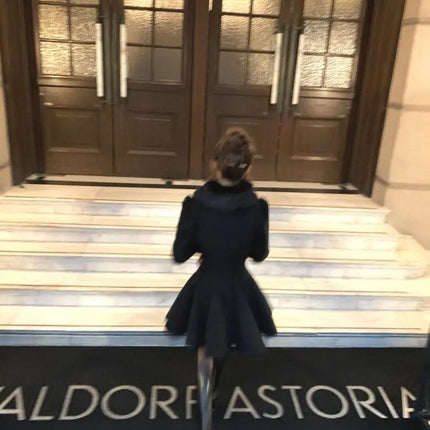 Elegant Small Fragrance Celebrity Loose Coat Moda Woolen Blends Slim Waist Mid-length Outwear Winter French Style Vintage Jacket