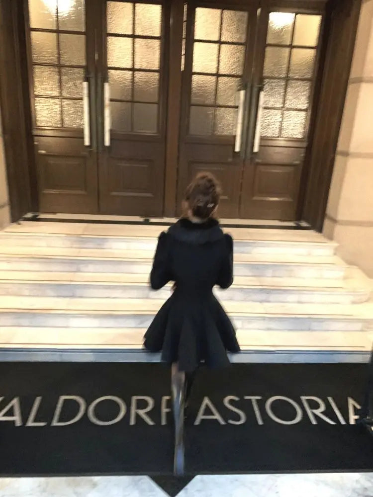 Elegant Small Fragrance Celebrity Loose Coat Moda Woolen Blends Slim Waist Mid-length Outwear Winter French Style Vintage Jacket