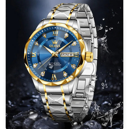 OLEVS Orologio da uomo al quarzo originale Orologio da uomo di lusso con calendario aziendale alla moda in acciaio inossidabile Orologio da specchio a forma impermeabile platinumshop