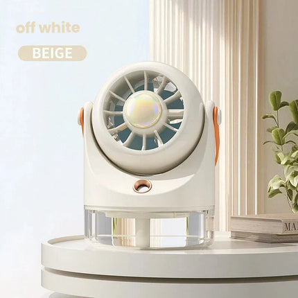 Ventilatore Portatile da Tavolo con Nebulizzatore d'Aria Fredda, Ricarica USB, Raffreddamento ad Acqua, Ventilatore Turbo con Umidificazione, Compatto Ventilatore Personale con Nebbia
