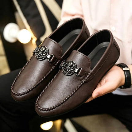 Mocassini da uomo in stile britannico, scarpe da ufficio casual da uomo, comode scarpe basse slip-on, scarpe da guida traspiranti e antiscivolo da uomo