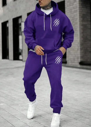 Men's sports suit, sports fashion print set, men's hoodie, women's suit, plush hoodie, solid color hoodie, casual wear PlatiNum