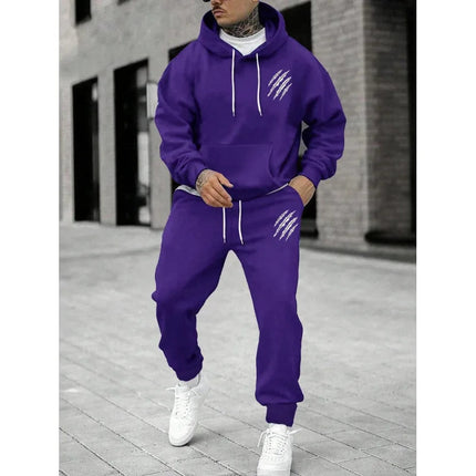 Men's sports suit, sports fashion print set, men's hoodie, women's suit, plush hoodie, solid color hoodie, casual wear PlatiNum