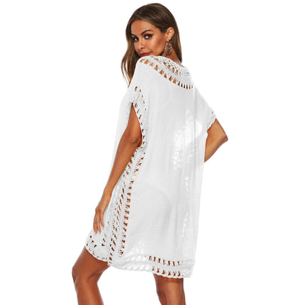Abbigliamento da spiaggia taglie forti per donna Capispalla estivo lavorato a maglia con scollo a V Bikini Cover Up Tunica gialla Pareo Costume da bagno Coverd Abito grande XXL platinumshop