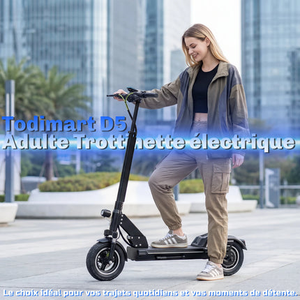 Monopattino Elettrico per Adulti TODIMART, E-Scooter Urbano, Batteria 48V 10.4Ah, Motore 500W, Velocità 45km/h, Autonomia 30-45km, Monopattino Elettrico Pieghevole Portatile per Pendolari