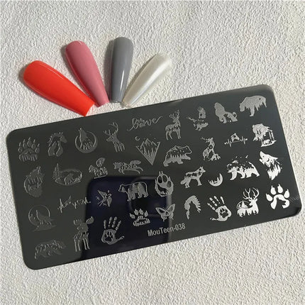 Gothic Cross Nail Stamping Plate Dark Rosary Cross Stainless Steel Punk Nail Art Stencil for DIY Manicure