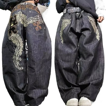Streetwear New Fashion Stampa oversize Jeans larghi Y2K Harajuku Hip-hop Vintage Popolare Goth Pantaloni a gamba larga a vita alta Pantaloni