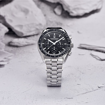 2026 Nuovi PAGANI DESIGN Uomo Luna orologi di lusso orologio al quarzo Uomo nero Automatico Data Velocità Cronografo impermeabile in acciaio inox Wristwathch Spedito localmente in Europa