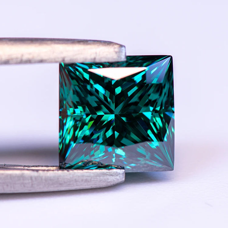 Moissanite Lab Diamond Princess Cut Primary Color Emerald Green with Certificate Advanced Jewelry Making jewelry for woman PlatiNum