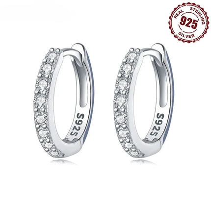925 Sterling Silver Shining Zircon Earrings for Women Vintage Simple Round Circle Hoop Earrings Designer Party Jewelry Gifts PlatiNum