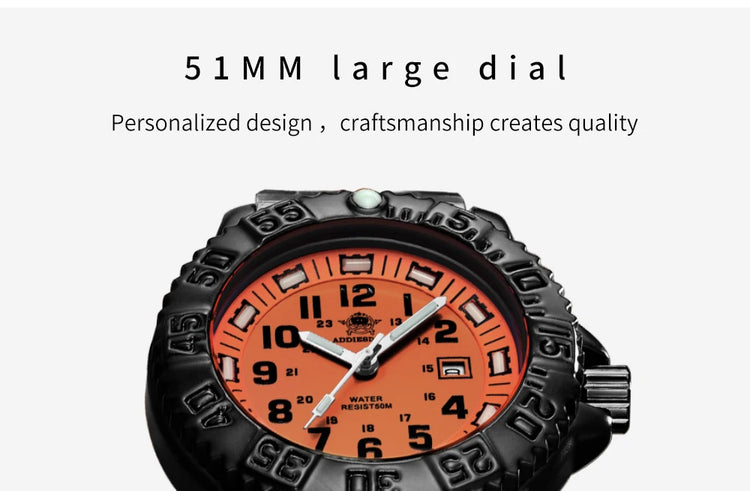 ADDIESDIVE 44mm Men's  Wrist Watch 50m Water Resistant Large Luminous Dial Date Display Stainless Steel Men's Quartz Watch