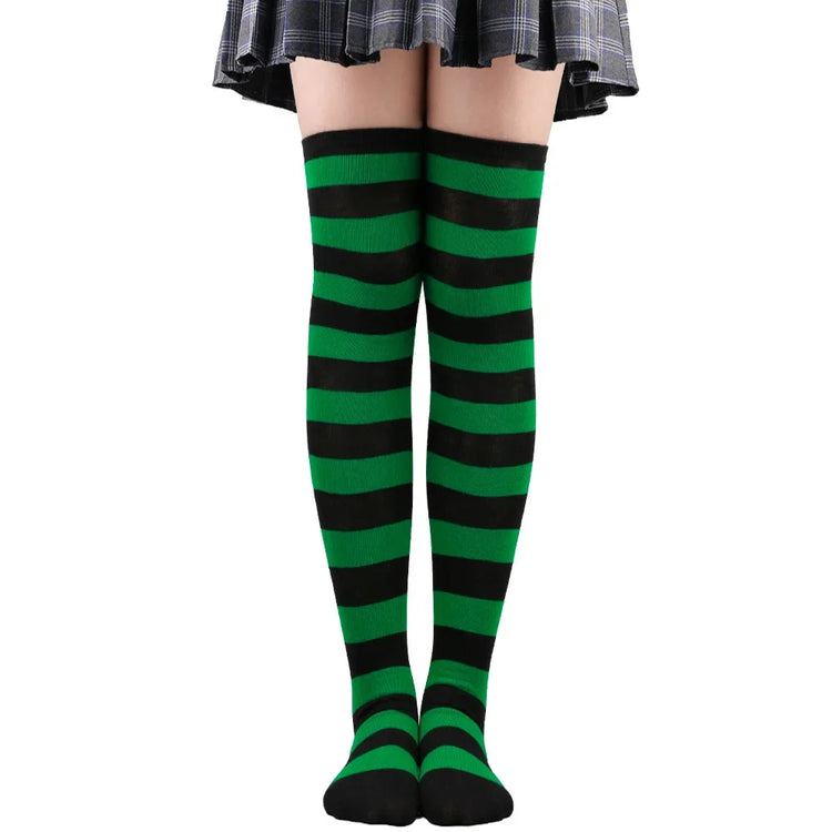 Calze autoreggenti a righe da donna Calze da donna nere bianche rosa lunghe sopra sopra il ginocchio femboy Cosplay Lolita Harajuku Y2k