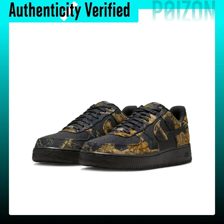 Nike Air Force 1 Fabric Cushioning Low-top Skateboard Shoes Men's Black Brown IH1221-001