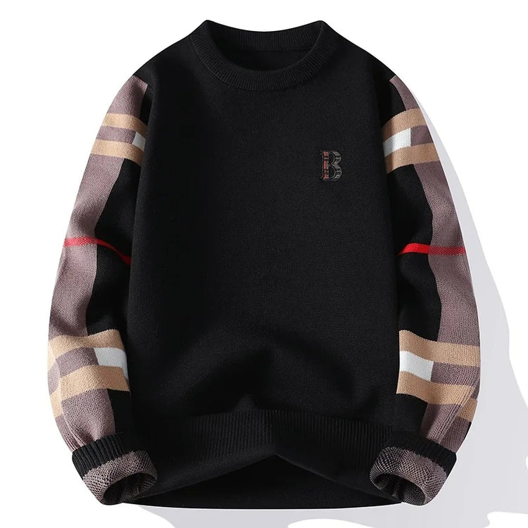 round Neck Knitted Sweater Autumn Winter Men's Fashion Thickened Long Sleeve Leisure Comfortable Fit Youthful Style Polyester...