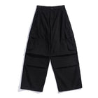 Multi-Pocket Cargo Pants Mens Safari Style Solid Color Pleated Loose Straight-leg Pants Elastic Waist Casual Trousers Men