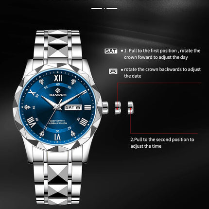 BANGWEI Orologio da donna Orologio di moda classico elegante di lussoBusiness Casual Data Orologi da donna al quarzo luminoso impermeabile in acciaio inossidabile platinumshop