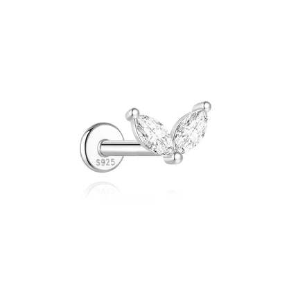BOAKO 925 Sterling Silver Moissanite 2/3/4mm Round  For Woman 1 Piece geometric Piercing Earrings Party Wedding Fine Jewelry PlatiNum