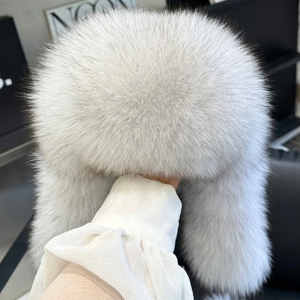 2026 100% Real Fox Fur Hats Women's Russian Ushanka Aviator Trapper Snow Skiing Hat Caps Earflap Winter Raccoon Fur Outerwear Ha
