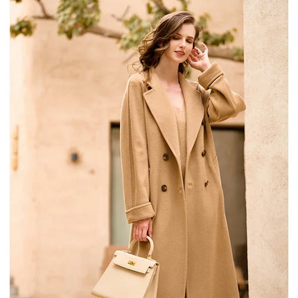 DUTRIEUX Women's Coat Double-sided 10% Cashmere 90% Wool Women's Long Coat Jacket, 2025 Winter New Long Cashmere Coat Women