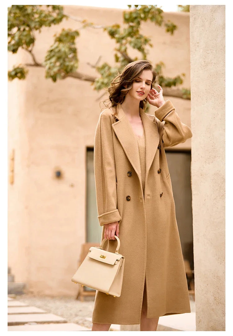 DUTRIEUX Women's Coat Double-sided 10% Cashmere 90% Wool Women's Long Coat Jacket, 2025 Winter New Long Cashmere Coat Women