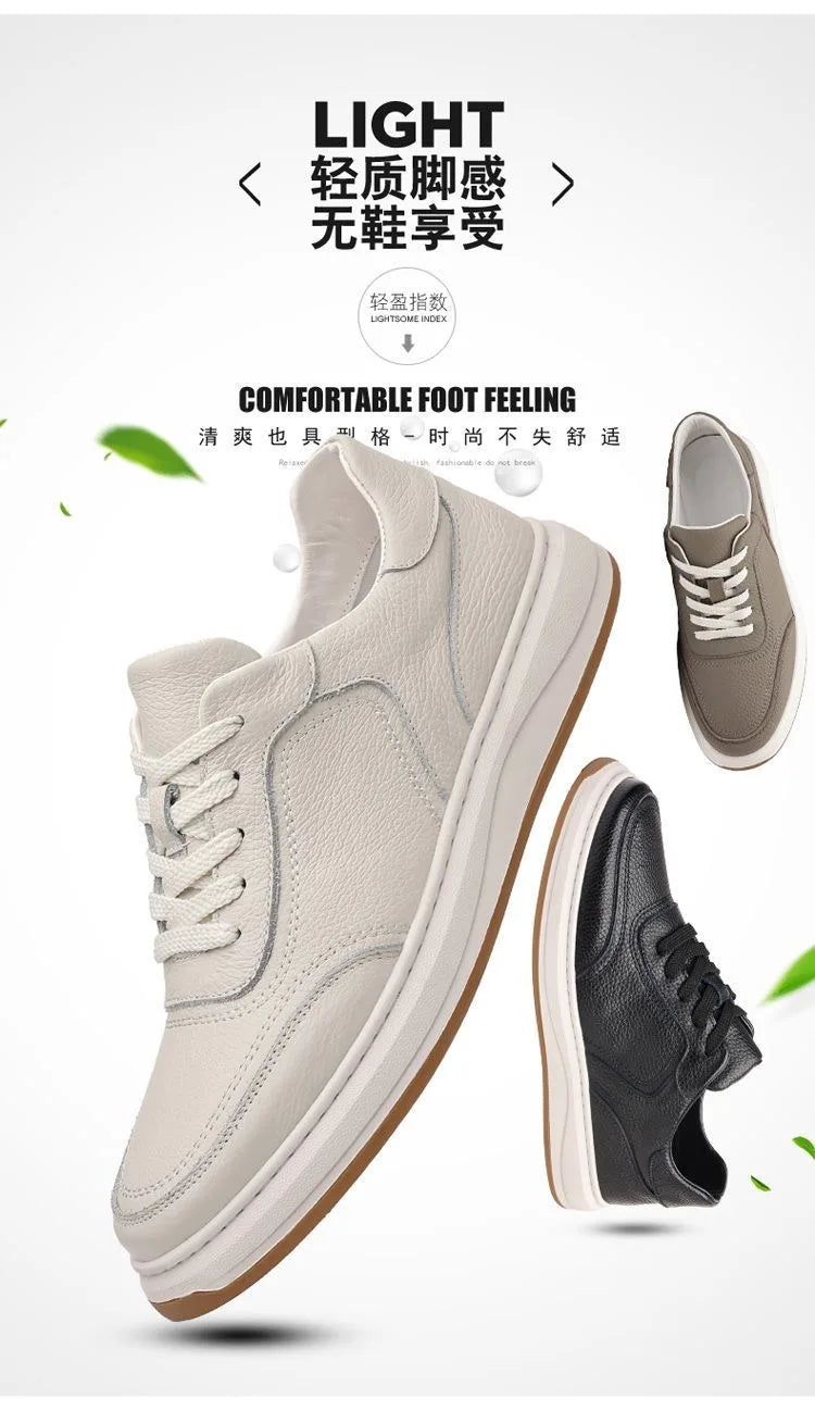 2026 New Men's Leather Shoes Casual Spring Autumn Fashionable Genuine Cowhide Slip-On Breathable Comfortable Anti-Slip Shoes