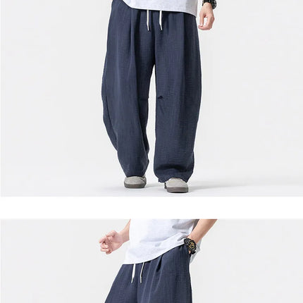 Pantaloni Leggeri e Sottili da Uomo, Traspiranti, Tinta Unita, Stile Harajuku, Gamba Larga, Casual, Oversize, Moda Harem, Streetwear Maschile