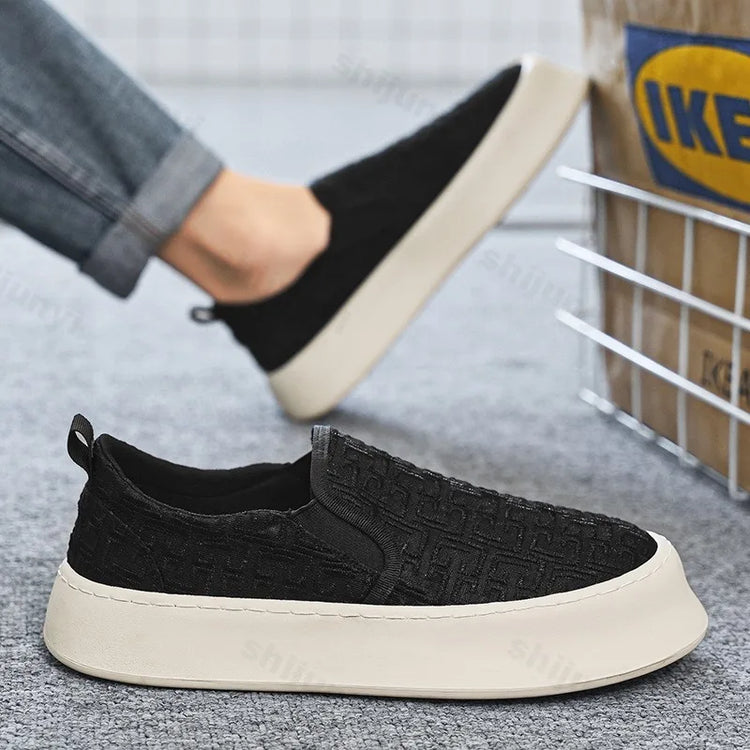 2025 Autumn New Fashion Shallow Mouth Casual Canvas Shoes for Men Breathable Comfortable Niche Design Versatile Chunky Sneakers