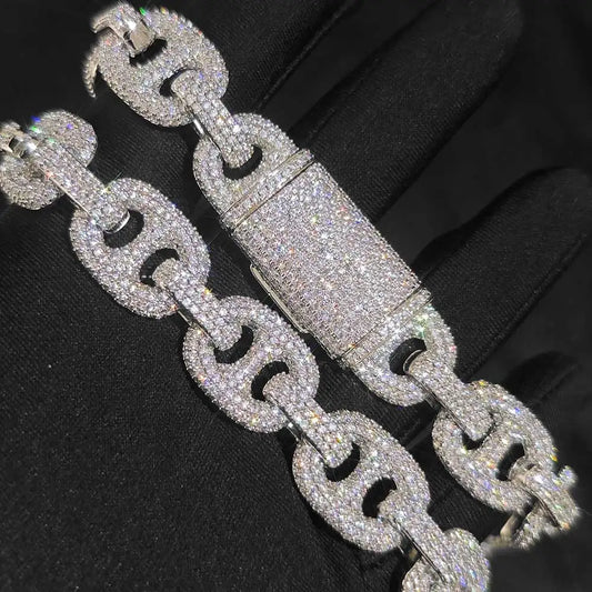 Chunky Iced Out collana Cuban Link Choker per le donne Micro Pave Shiny zircone oro bianco maiale naso catena gioielli Hip Hop