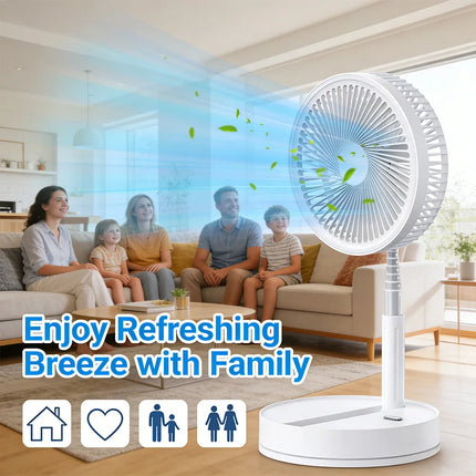 Ventilatore Portatile Pieghevole da 8000mAh, Ultra Silenzioso, Ricaricabile USB, Ventilatore da Tavolo/Scrivania, 20 Ore di Raffreddamento Senza Fili per Casa, Ufficio, Campeggio, Viaggi – Ventilatore da Terra Pieghevole Po