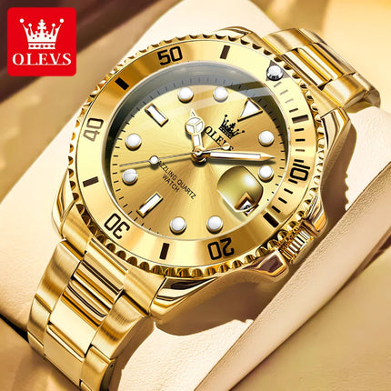 OLEVS 5885 Orologio da uomo Orologio al quarzo impermeabile di marca originale Cinturino in acciaio inossidabile Data automatica Orologi da regalo da uomo per uomo platinumshop