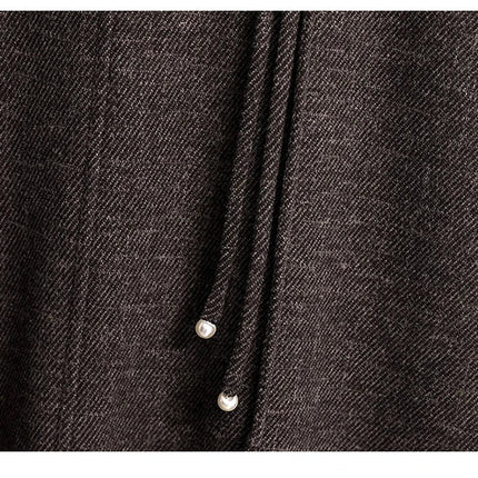 Thicken Woolen Skirt For Women Autumn Winter High Waist Loose A-Line Skirts Elegant Office Lady Mid-length Skirt PlatiNum