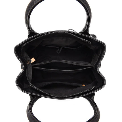 Bow Metal Pendant Top Handle Satchel Crossbody Bag, PU Leather Textured Bag Purse, Classic Versatile Fashion Shoulder Bag PlatiNum