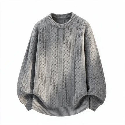 New Trendy Autumn and Winter Jacquard Pattern Pullover Sweater Casual Round Neck Color-Blocking Knit Men's Pullover