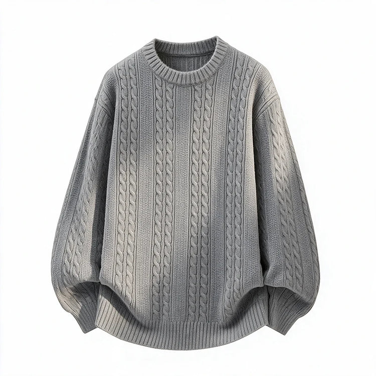 New Trendy Autumn and Winter Jacquard Pattern Pullover Sweater Casual Round Neck Color-Blocking Knit Men's Pullover
