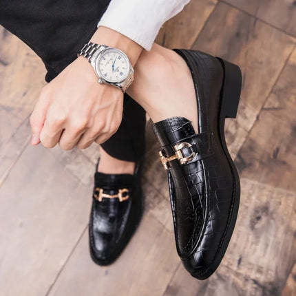 Scarpe Casual in Pelle da Uomo, Mocassini di Design con Fibbia Metallica, Scarpe Eleganti da Uomo per Affari, Nuove Scarpe di Lusso in Pelle